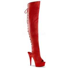 DELIGHT-3019 - Red Faux Leather Red Matte