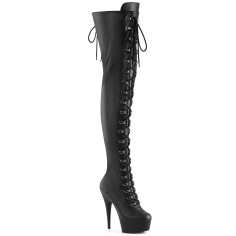 Delight-3022 - Black Faux Leather Matte