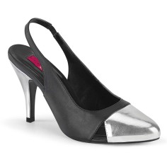 Dream-405 - Black Faux Leather Silver Metallic Pu