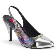 Dream-405 - Multi Color Snake Print Silver Metallic Pu