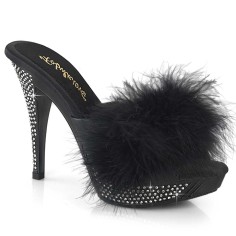 Elegant-401F - Black Marabou Faux Leather