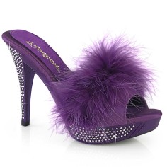 Elegant-401F - Purple Marabou Faux Leather