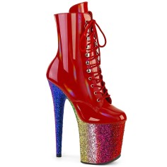 Flamingo-1020HG - Red Hologram Patent Rainbow Glitter