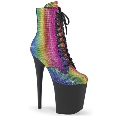 Flamingo-1020RS - Rainbow Rhinestones Black Matte