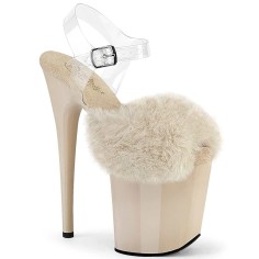 Flamingo-808FUR - Cream Faux Fur Clear