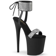 Flamingo-870 - Black Faux Leather Rhinestones Matte
