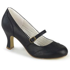 Flapper-32 - Black Faux Leather  