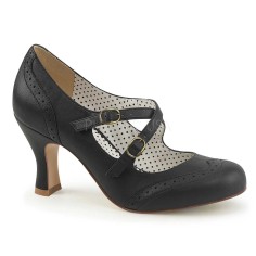 Flapper-35 - Black Faux Leather  