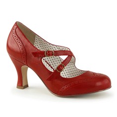 Flapper-35 - Red Faux Leather  