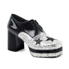 Funtasma Glamrock-02 - Black Patent-Silver Glitter