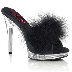Glory-501F-8 - Black Faux Leather Fur Clear