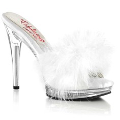 Glory-501F-8 - White Faux Leather Fur Clear