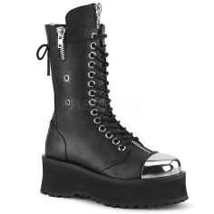 Gravedigger-14 - Black Vegan Leather  