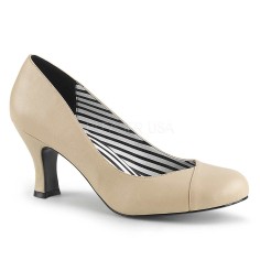 Jenna-01 - Cream Faux Leather  