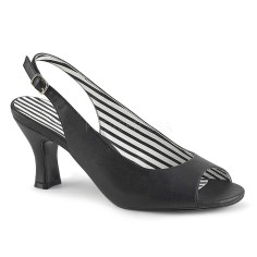 Jenna-02 - Black Faux Leather  