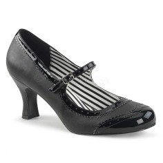 Jenna-06 - Black Faux Leather Pat  