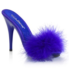POISE-501F - Blue Satin Marabou Fur Blue