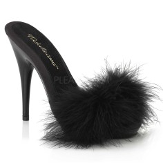 POISE-501F - Black Satin Marabou Fur