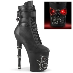 Rapture-1020STR-LT - Black Faux Leather Matte Rubbed Silver