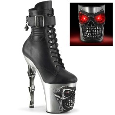 Rapture-1020STR-LT - Black Faux Leather Silver Matte Rubbed
