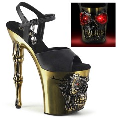 Rapture-809-LT - Black Faux Leather Satin Copper Chrome
