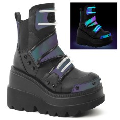 Shaker-58 - Green Multi Reflective Black Vegan Leather