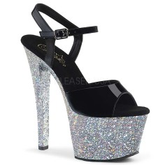 Sky-309LG - Black Pat Silver Multi Glitter  