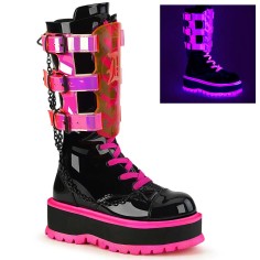 Slacker-156 - Black Patent UV Neon Pink