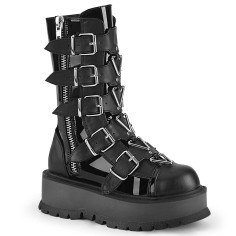 Slacker-160 - Black Pat Vegan Leather  