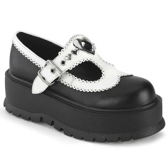 Slacker-23 - Black White Vegan Leather