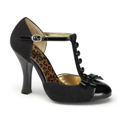 Pinup Couture  Smitten-10 - Black M. Suede-Black Patent