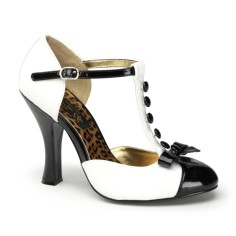 Pinup Couture  Smitten-10 - White-Black Patent
