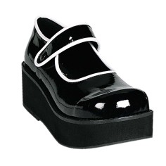 Demonia Sprite-01 - Black-White Patent