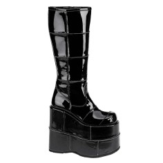 Demonia Stack-301 - Black Patent