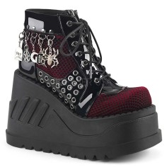 Stomp-18 - Black Pat Burgundy Velvet  