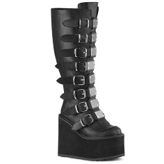 Swing-815WC - Black Vegan Leather - Wide Calf