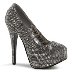 Bordello Teeze-06R - Gray Satin Pewter Rhinestones