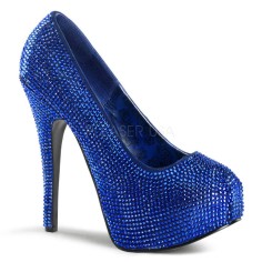 Bordello Teeze-06R - Royal Blue Satin Rhinestones