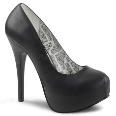 TEEZE-06W - Black Faux Leather