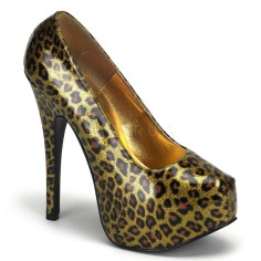 Bordello Teeze-37 - Gold Cheetah Patent