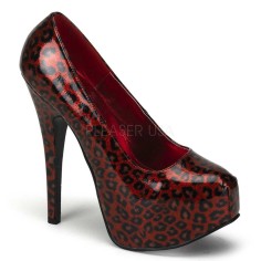 Bordello Teeze-37 - Red Cheetah Patent