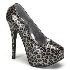Bordello Teeze-37 - Silver Cheetah Patent