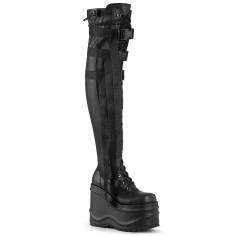 Wave-315 - Black Stretch Vegan Leather  