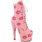 Adore-1020KISSES - Pink Faux Leather Leather with Red Kisses
