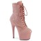 Adore-1020RM - Salmon Pink Faux Suede Rhinestone Mesh