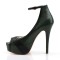 Bella-31 - Dark Green Black Faux Leather  