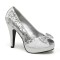 Pinup Couture - Bettie-10 - Silver Glitter-Satin