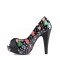Pinup Couture  Bettie-13 - Black Patent-Black Satin (Muertos Print)