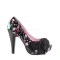 Pinup Couture  Bettie-13 - Black Patent-Black Satin (Muertos Print)