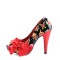 Pinup Couture  Bettie-13 - Black Patent-Red Satin (Sacred Hearts)